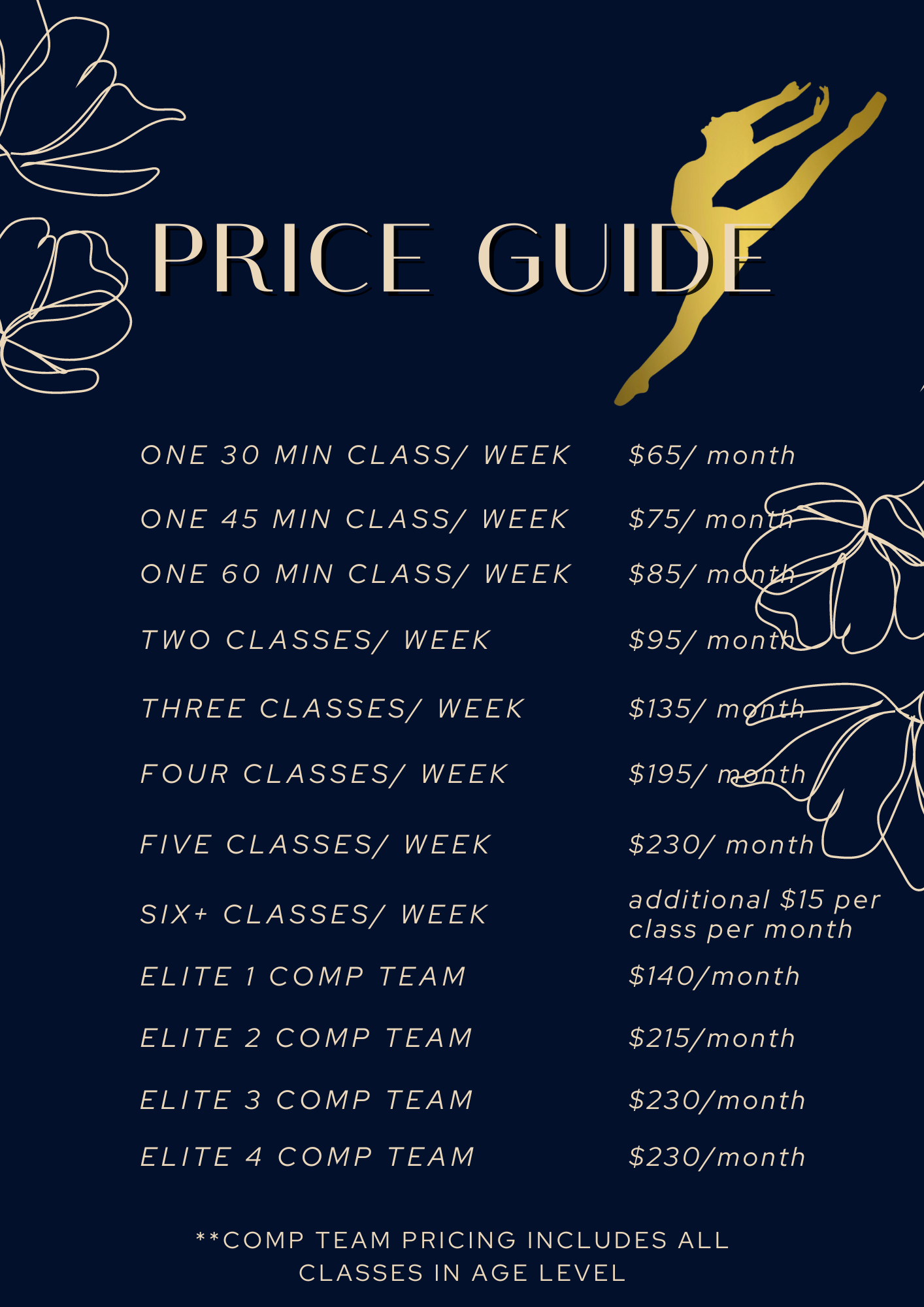 Aesthetic Service Price Guide A4 Document